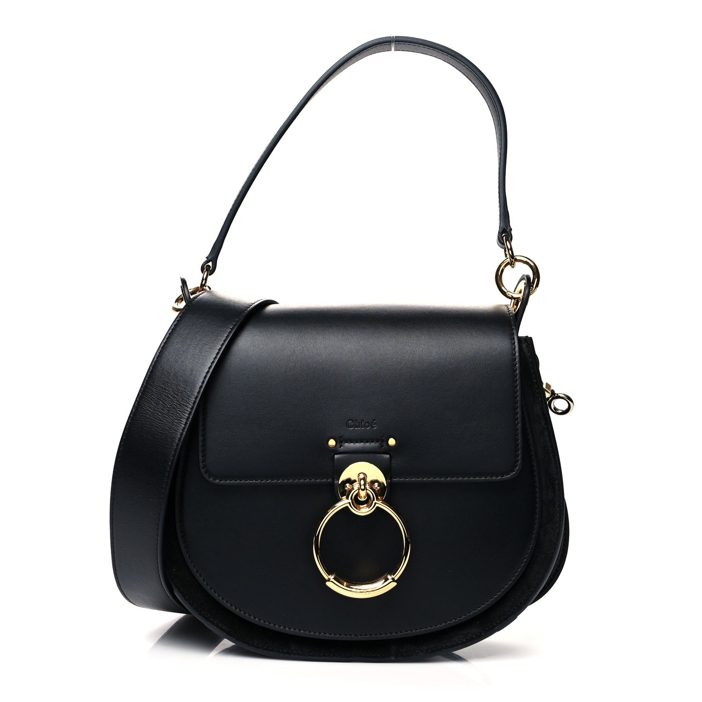 Calfskin Suede Large Tess Bag Black