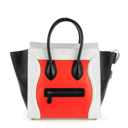 Celine Smooth Calfskin Mini Tri-Color Luggage Vermillion 1 of 8