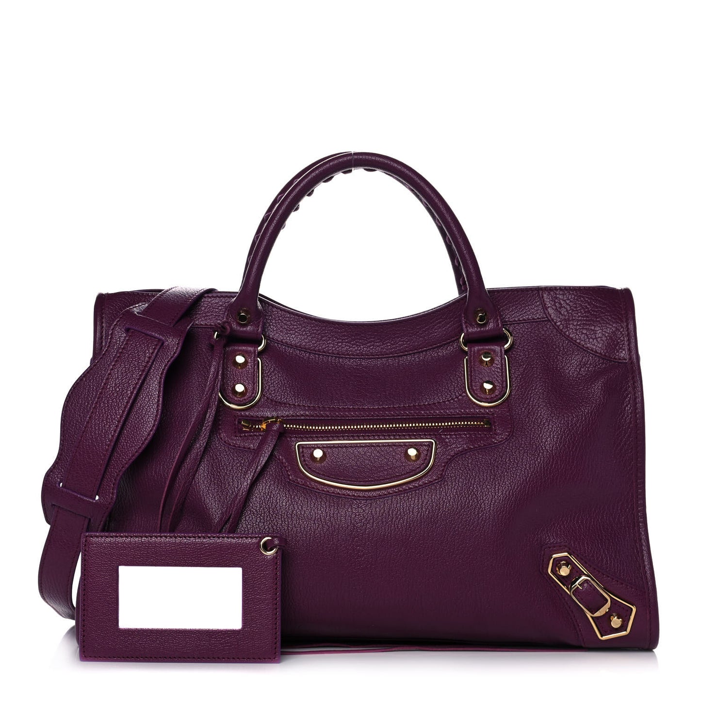 Chevre Gold Metallic Edge Hardware City Violet Prune