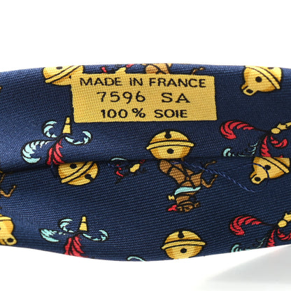Hermes Silk Printed Mens Neck Tie Bleu 3 of 4