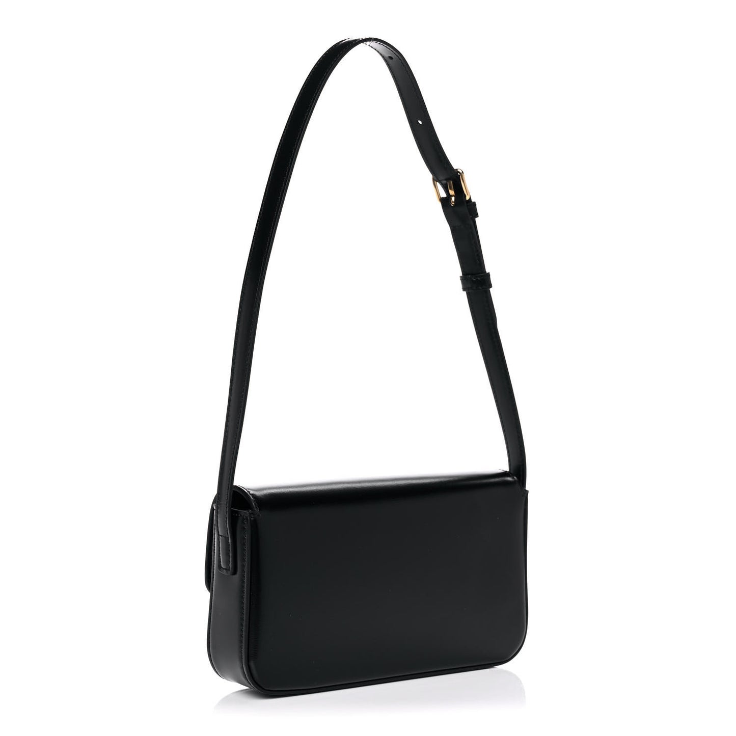 Shiny Calfskin Triomphe Shoulder Bag Black