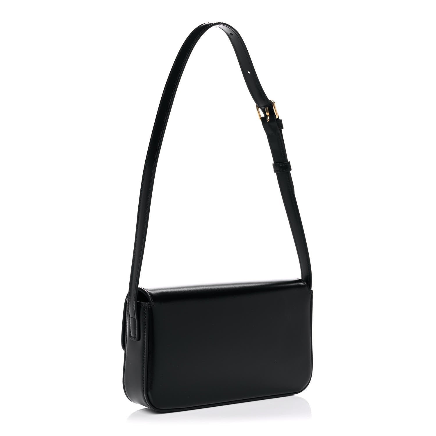 Celine Shiny Calfskin Triomphe Shoulder Bag Black 2 of 9