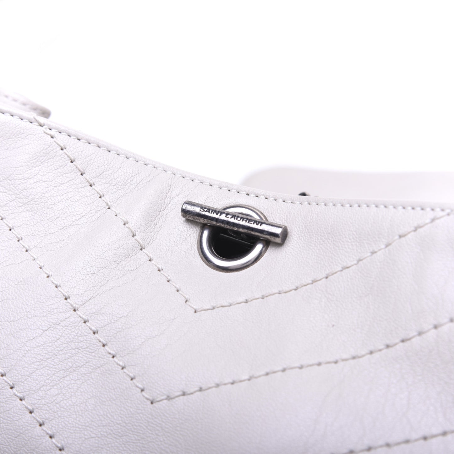 Pebbled Lambskin Chevron Monogram Small Nolita White Vintage White Vintage