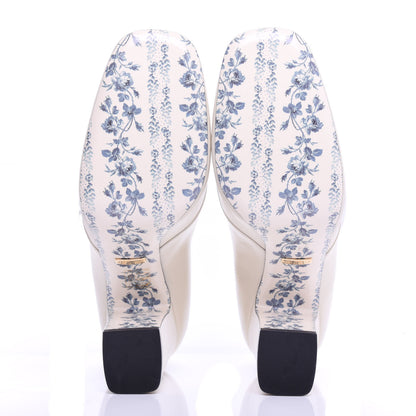 Gucci Malaga Kid GG Victoire 95mm Loafer Pumps 41 Vintage White 6 of 11