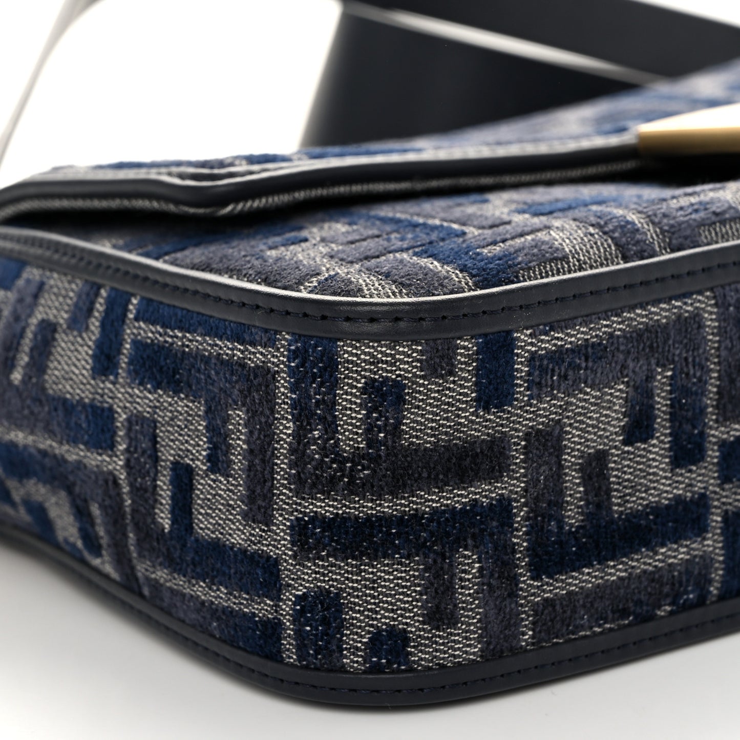 Chenille FF Embroidered Baguette Dark Blue Grey