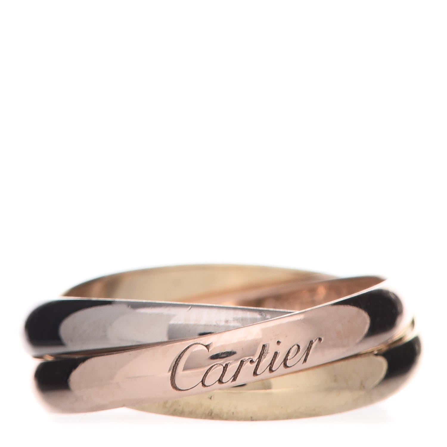 Cartier 18K Pink Yellow White Gold Small Trinity Ring 49 4.75 1 of 7
