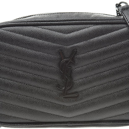 Saint Laurent Grain De Poudre Matelasse Monogram Mini Lou Camera Bag Black 8 of 11