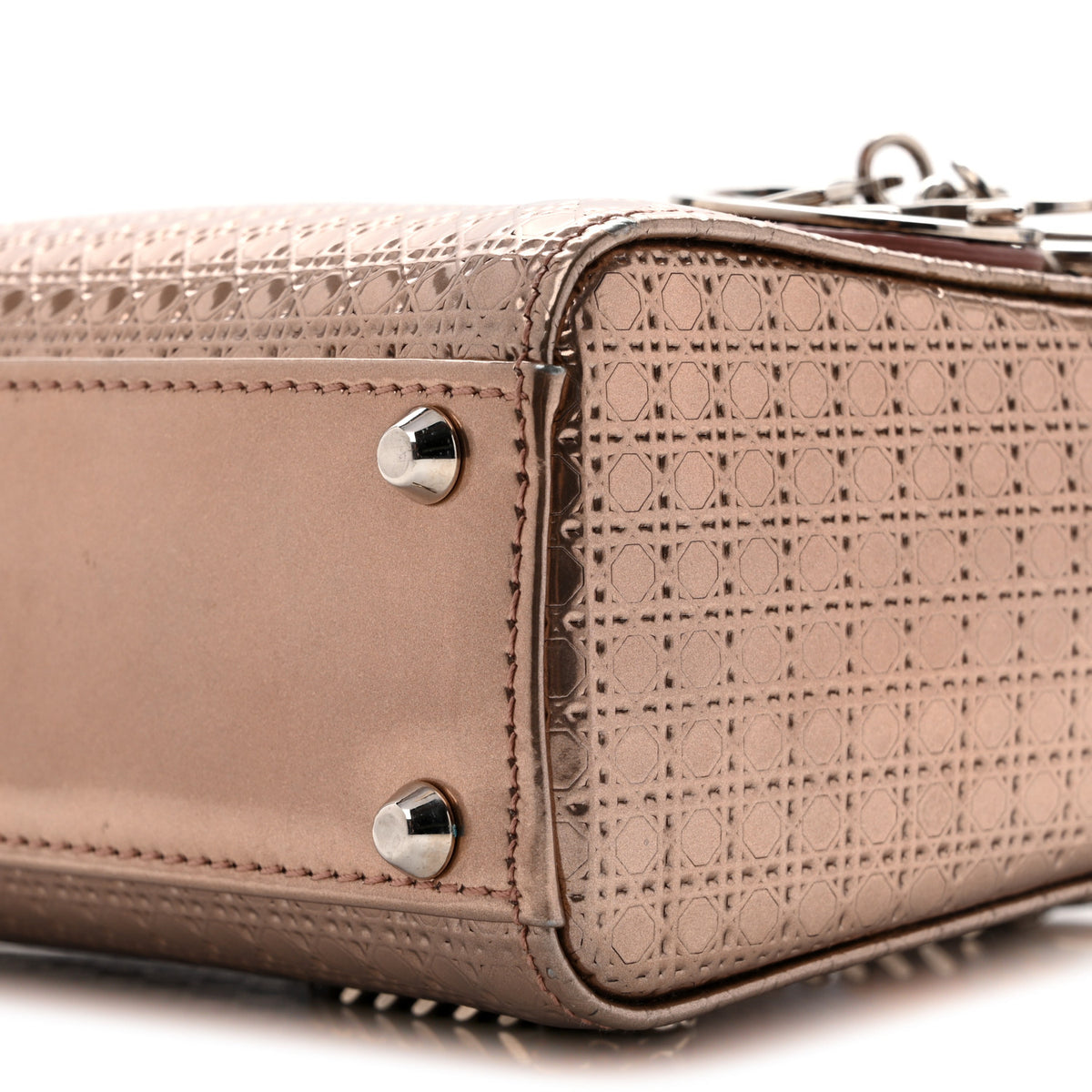 Metallic Patent Micro-Cannage Mini Lady Dior Hyper Pink