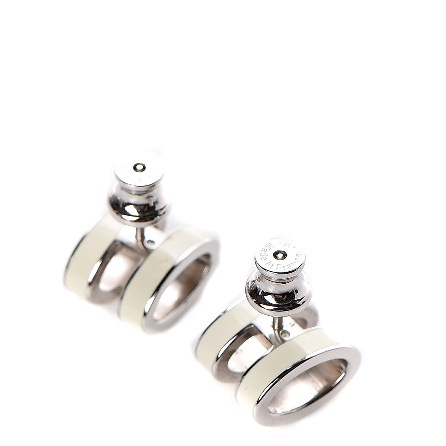 Palladium Lacquered Pop H Earrings Ecru