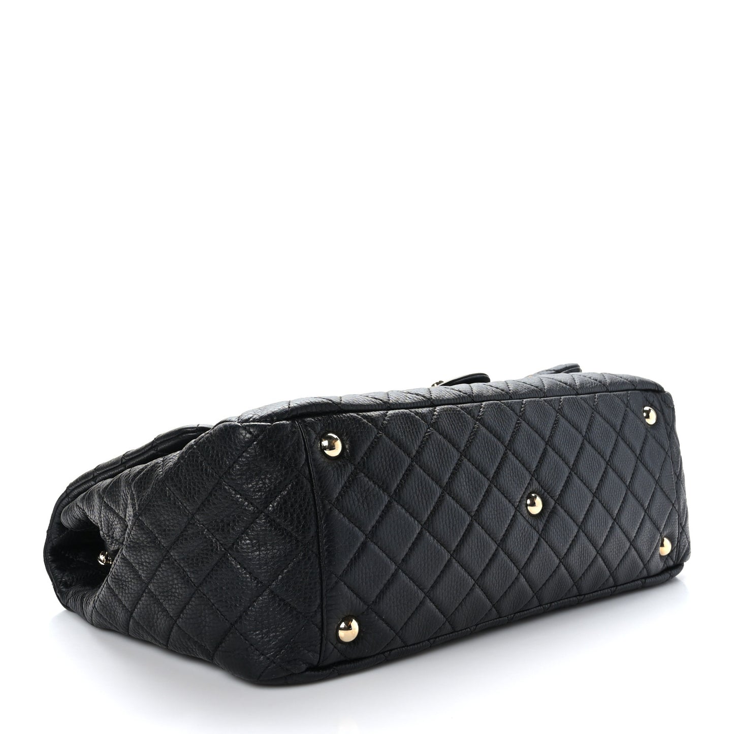 Calfskin Quilted XXL Travel Flap Bag Black