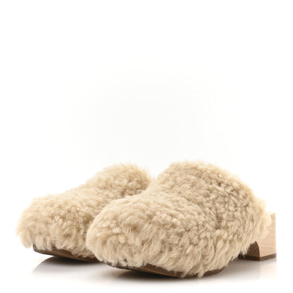 Chanel Shearling Lambskin Clogs 38 Beige 4 of 9