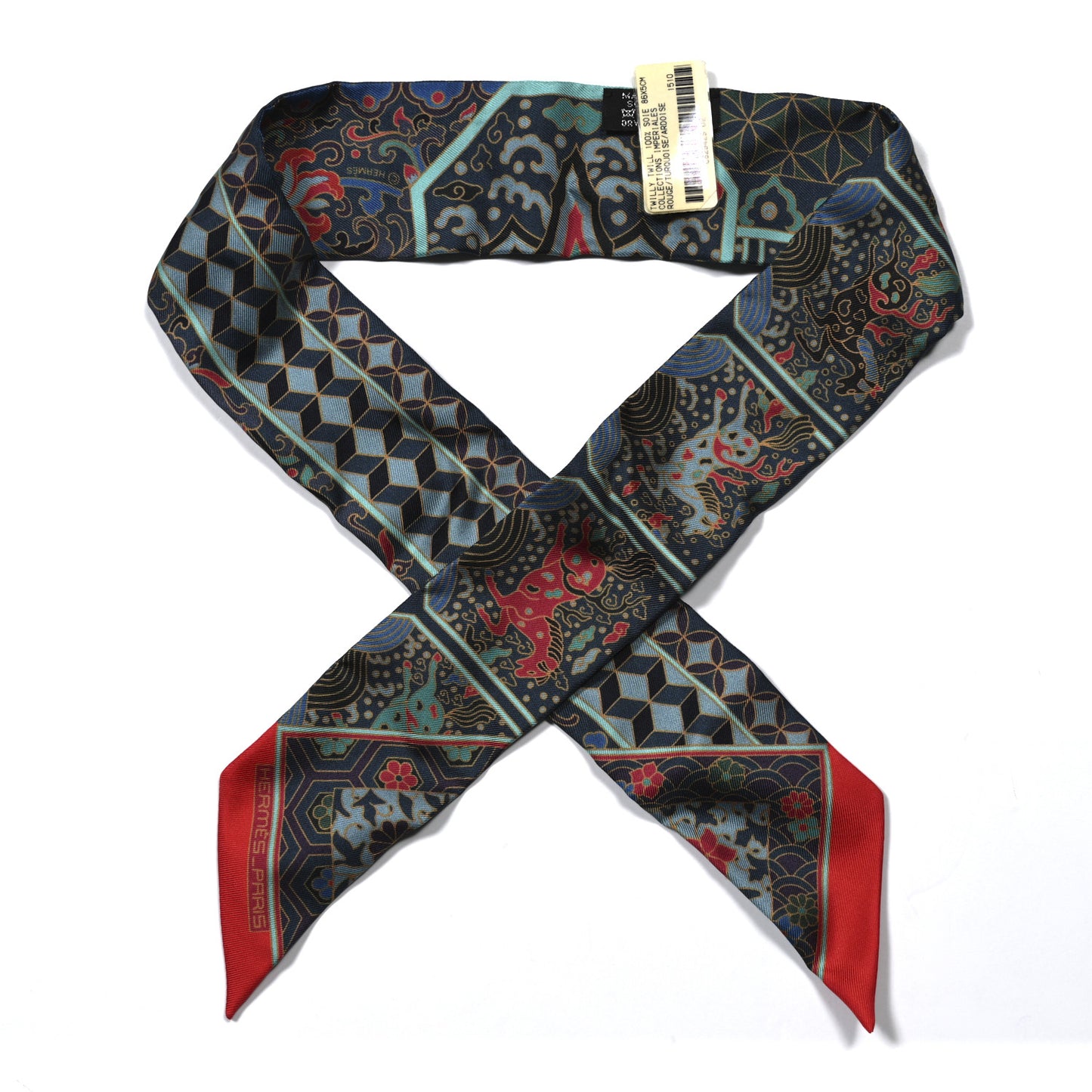 Silk Collections Imperiales Twilly Rouge Turquoise Ardoise