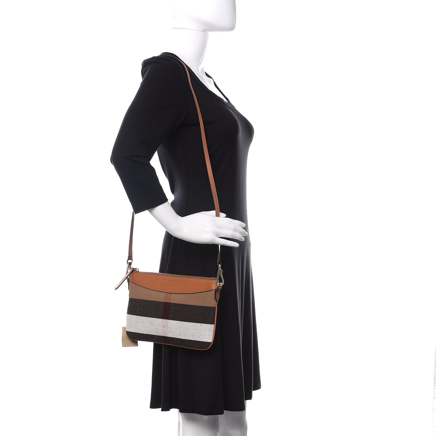 Mega Check Peyton Crossbody Clutch Bag Saddle Brown