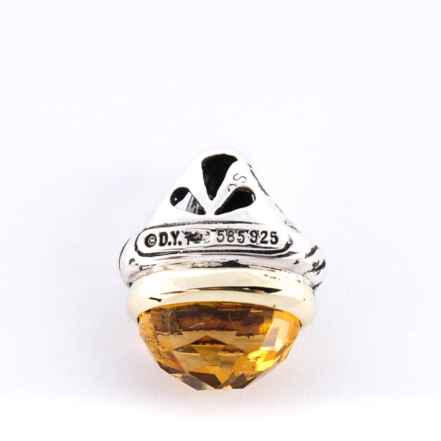 David Yurman Sterling Silver 14K Yellow Gold 10mm Citrine Acorn Pendant 4 of 5