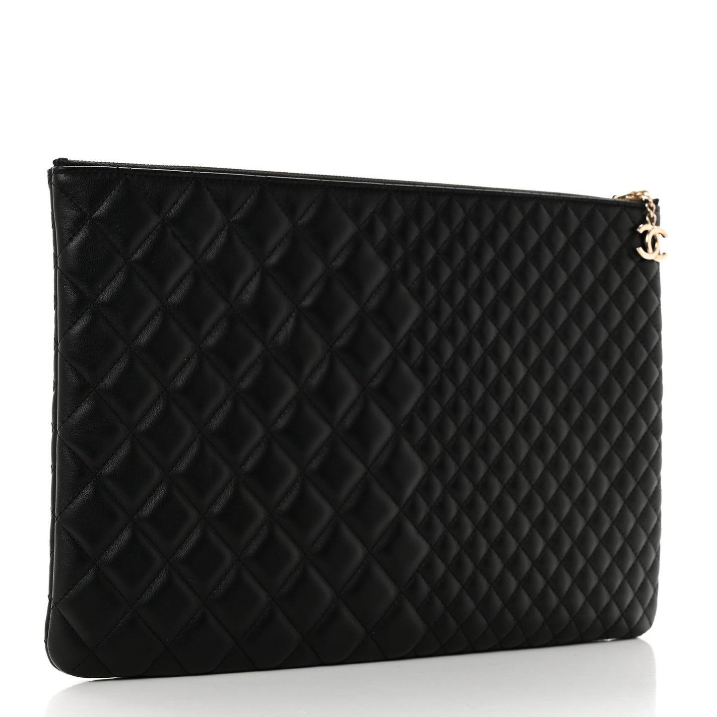 Lambskin Bi Quilted Large Cosmetic Case Black