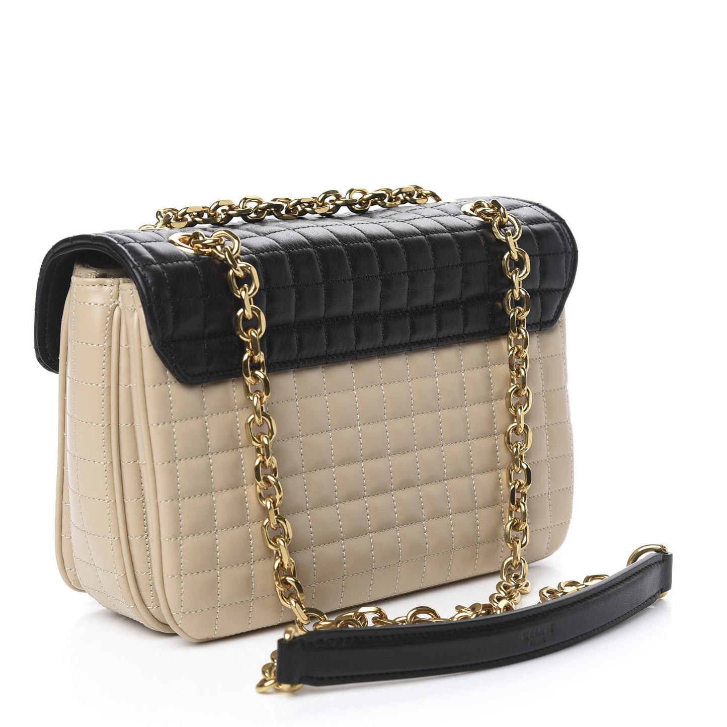 Calfskin Quilted Medium C Bag Black Beige