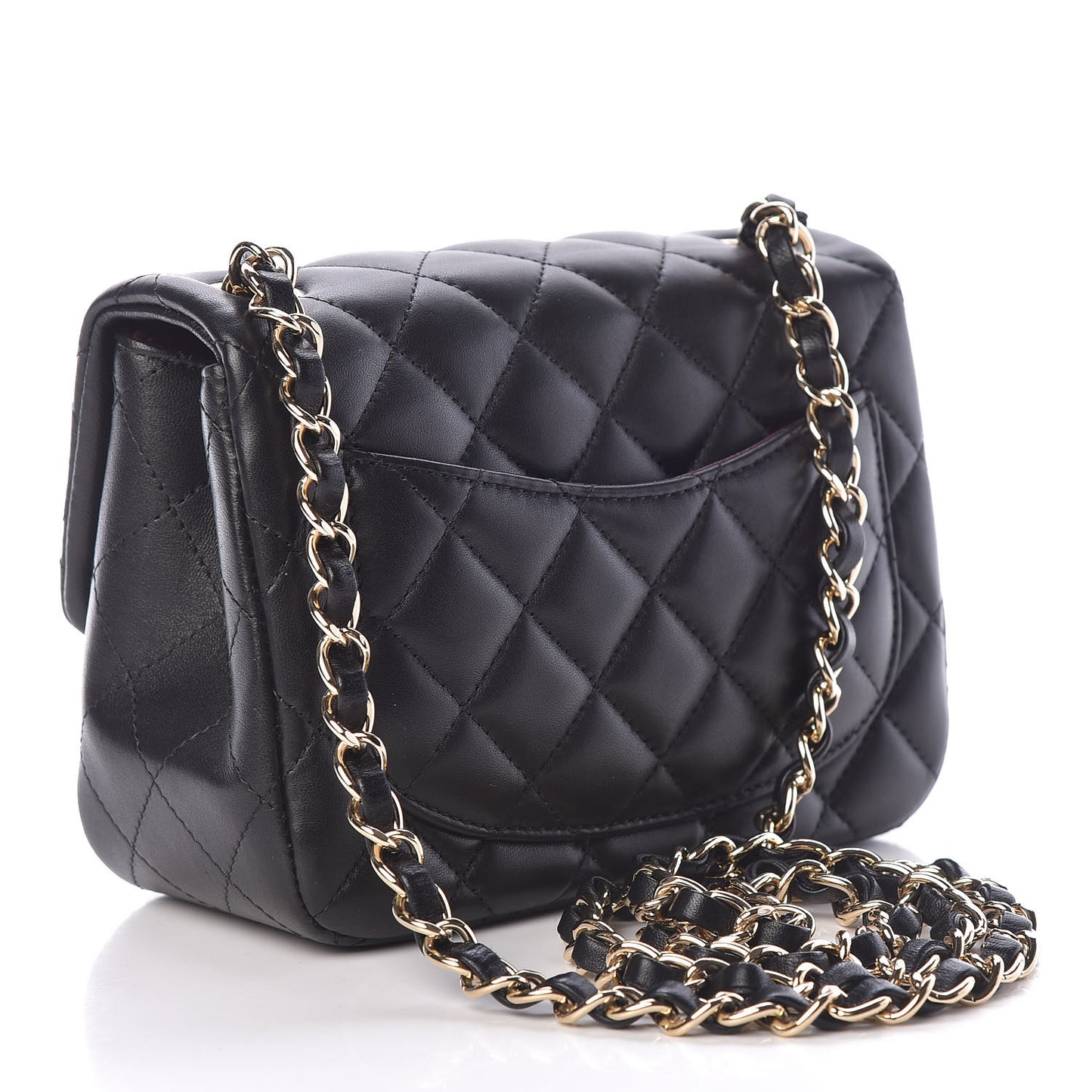 Lambskin Quilted Mini Square Flap Black