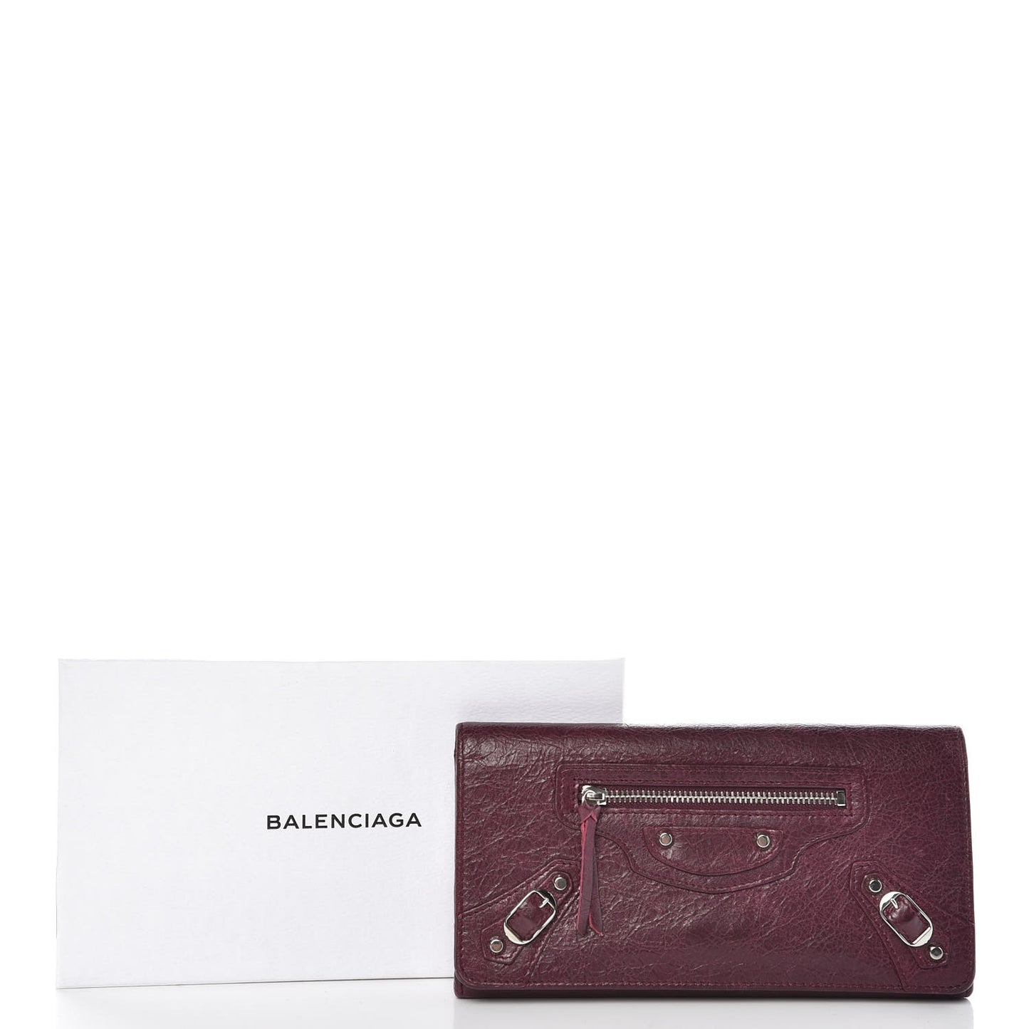 Agneau Classic Silver Hardware Money Wallet Violet Prune