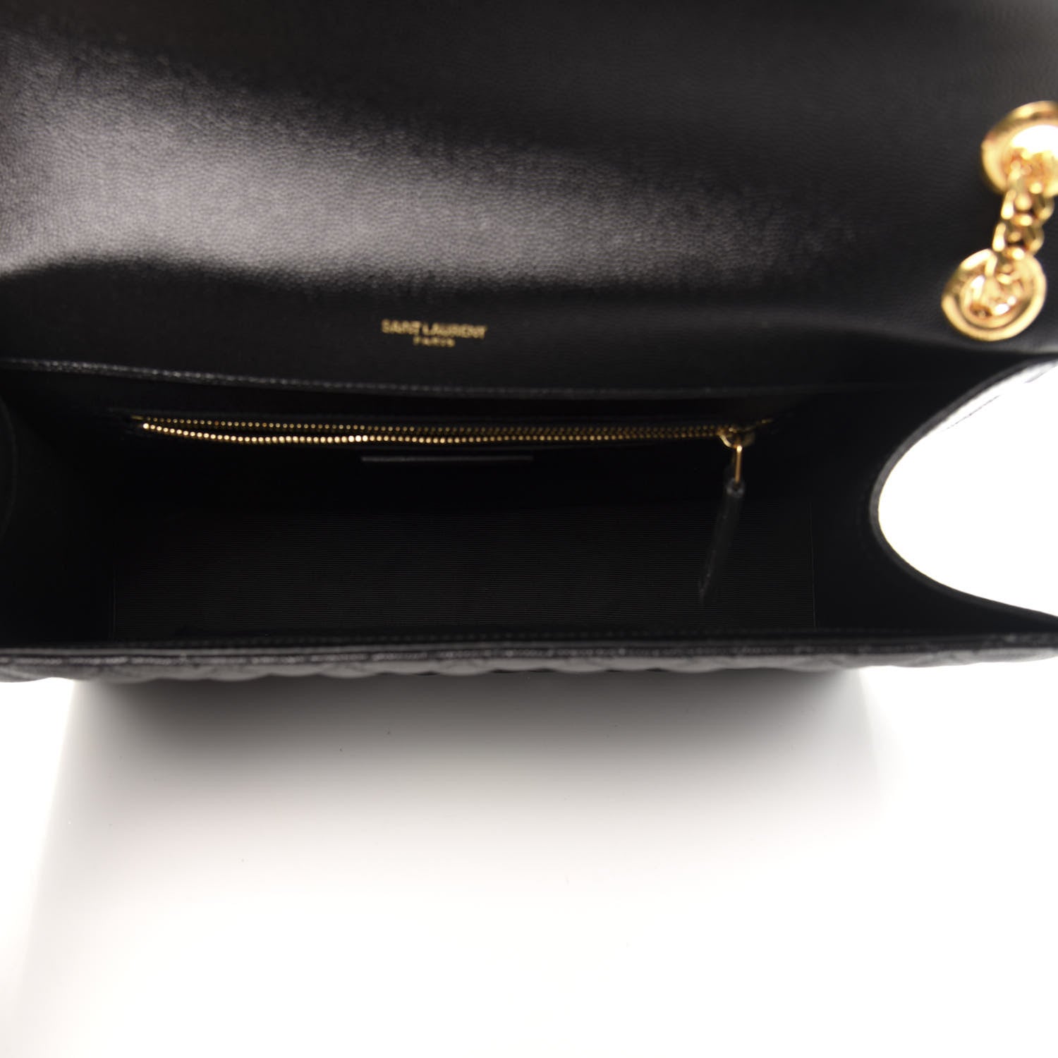 Saint Laurent Grain De Poudre Textured Mixed Matelasse Large Triquilt Monogram Satchel Black 5 of 10