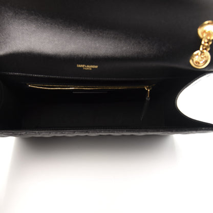 Saint Laurent Grain De Poudre Textured Mixed Matelasse Large Triquilt Monogram Satchel Black 5 of 10