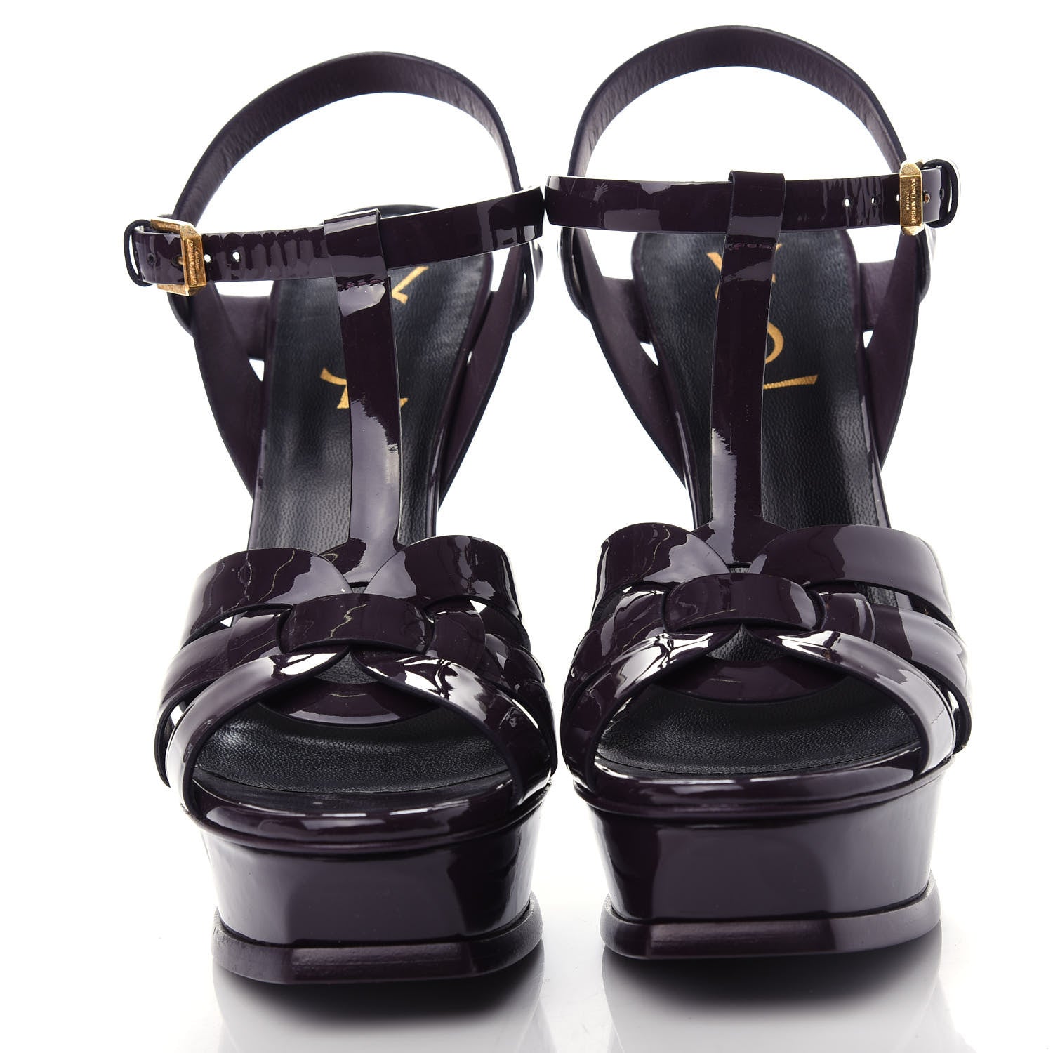 Saint Laurent Patent Soft Tribute 105 Platform Sandals 36.5 Prune 5 of 11