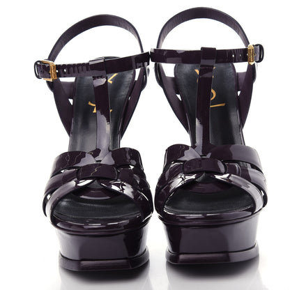 Saint Laurent Patent Soft Tribute 105 Platform Sandals 36.5 Prune 5 of 11