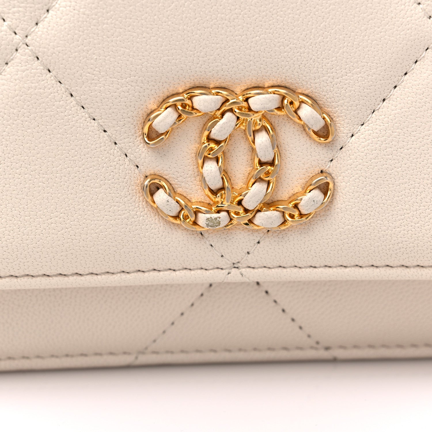 Chanel Goatskin Quilted Chanel 19 Wallet On Chain WOC Light Beige 13 of 13