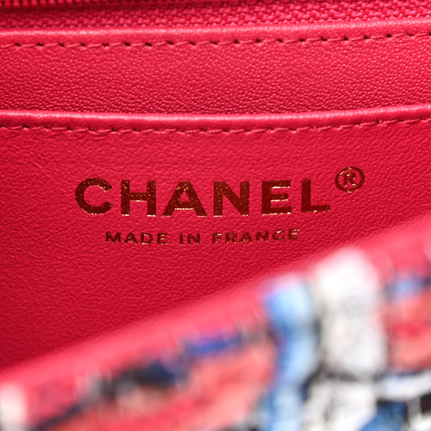 Chanel Tweed Quilted Mini Rectangular Flap Red Pink Black 6 of 9