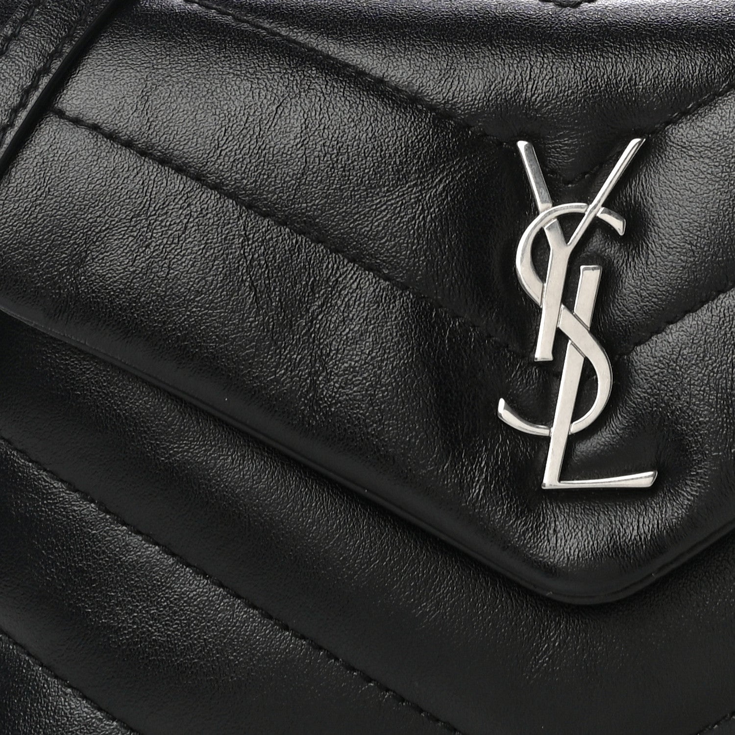 Saint Laurent Calfskin Y Quilted Monogram Toy Loulou Crossbody Bag Black 9 of 13