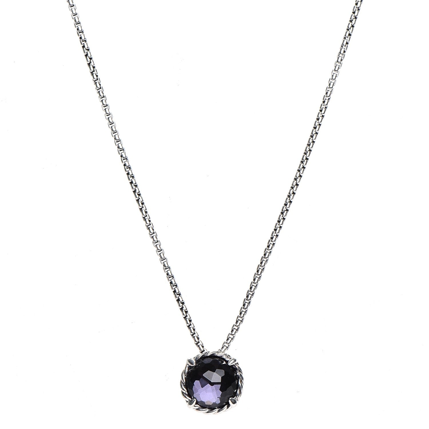 David Yurman Sterling Silver Black Orchid 8mm Petite Chatelaine Pendant Necklace 1 of 7