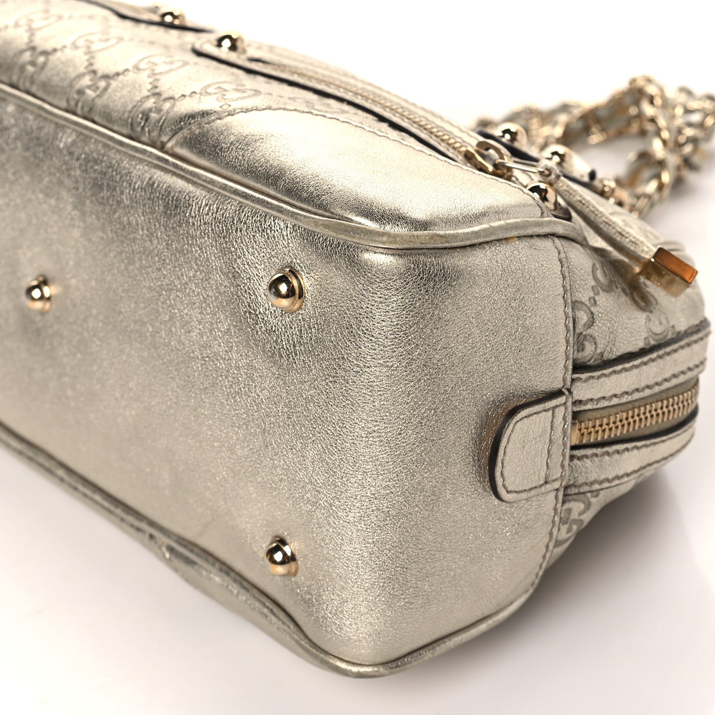 Guccissima Small Capri Satchel Metallic Gold