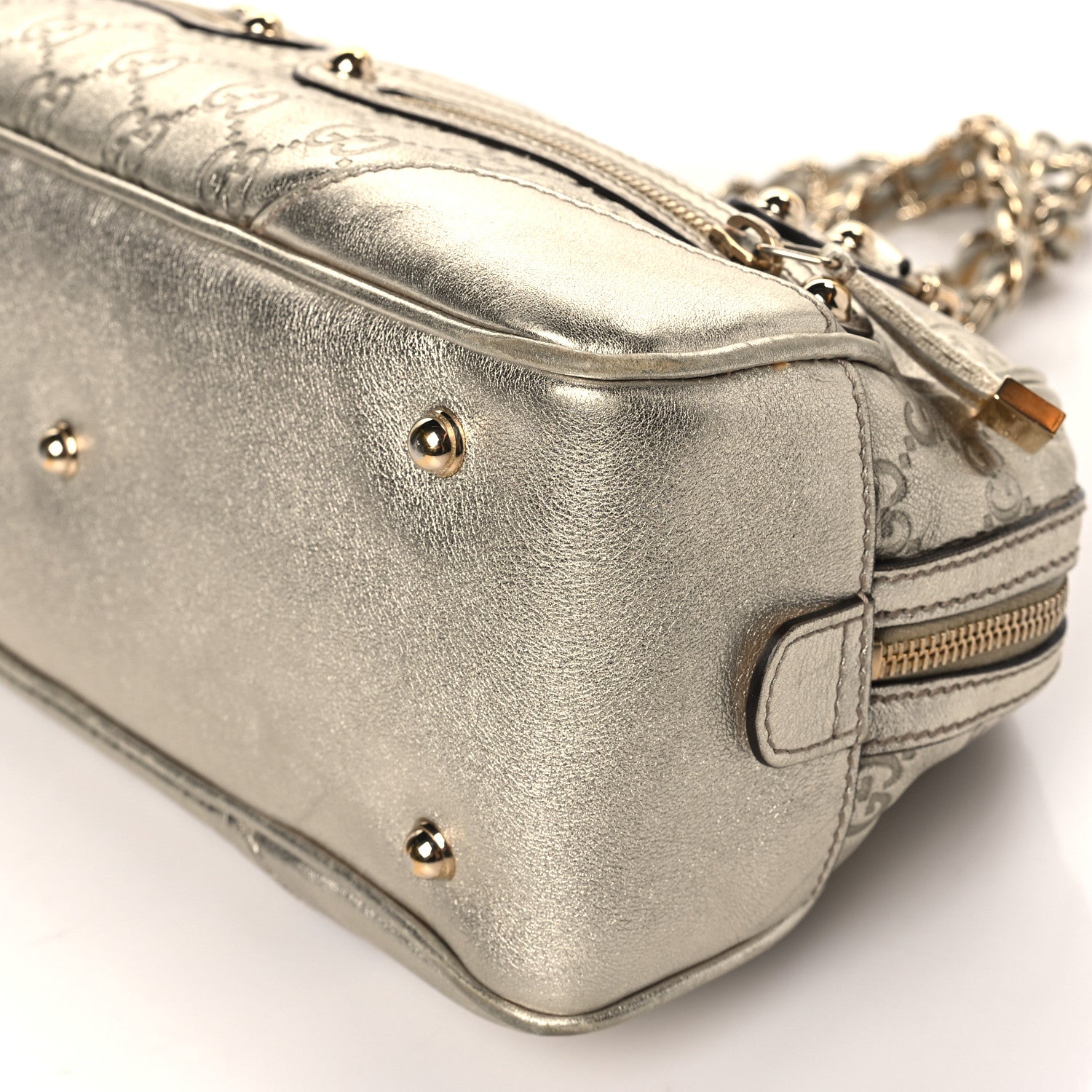 Gucci Guccissima Small Capri Satchel Metallic Gold 7 of 7