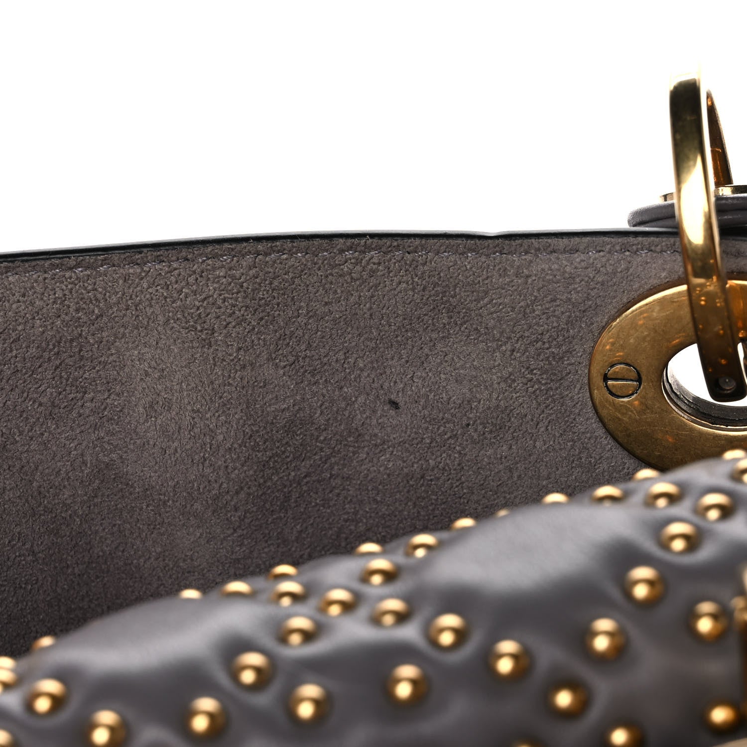 Christian Dior Calfskin Cannage Studded Medium Supple Lady Dior Grey 11 of 12