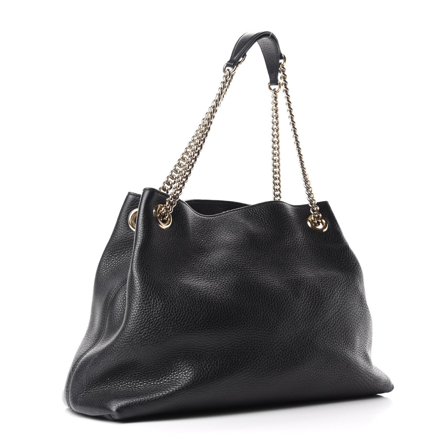Pebbled Calfskin Medium Soho Chain Shoulder Bag Black