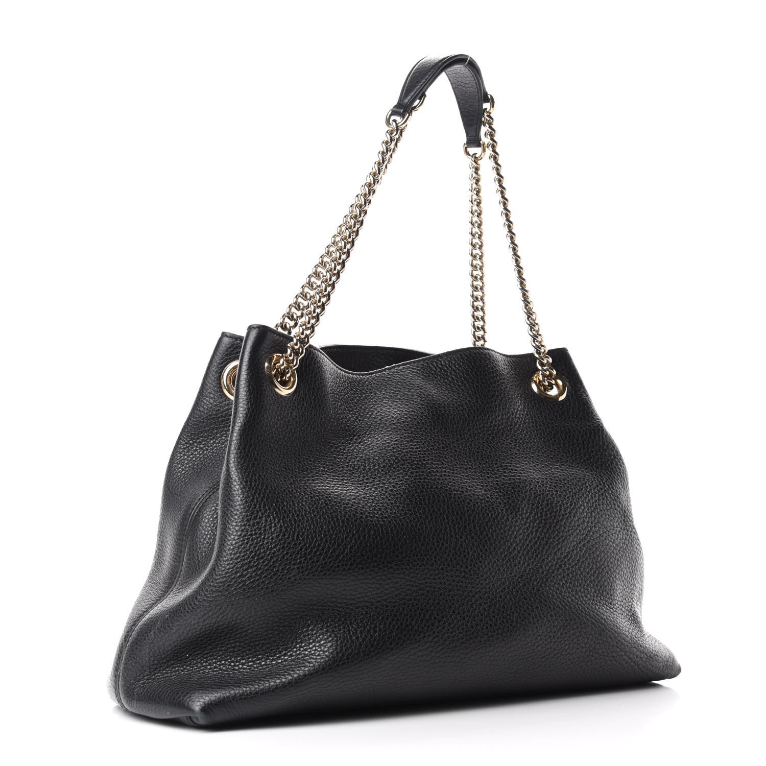 Gucci Pebbled Calfskin Medium Soho Chain Shoulder Bag Black 3 of 9