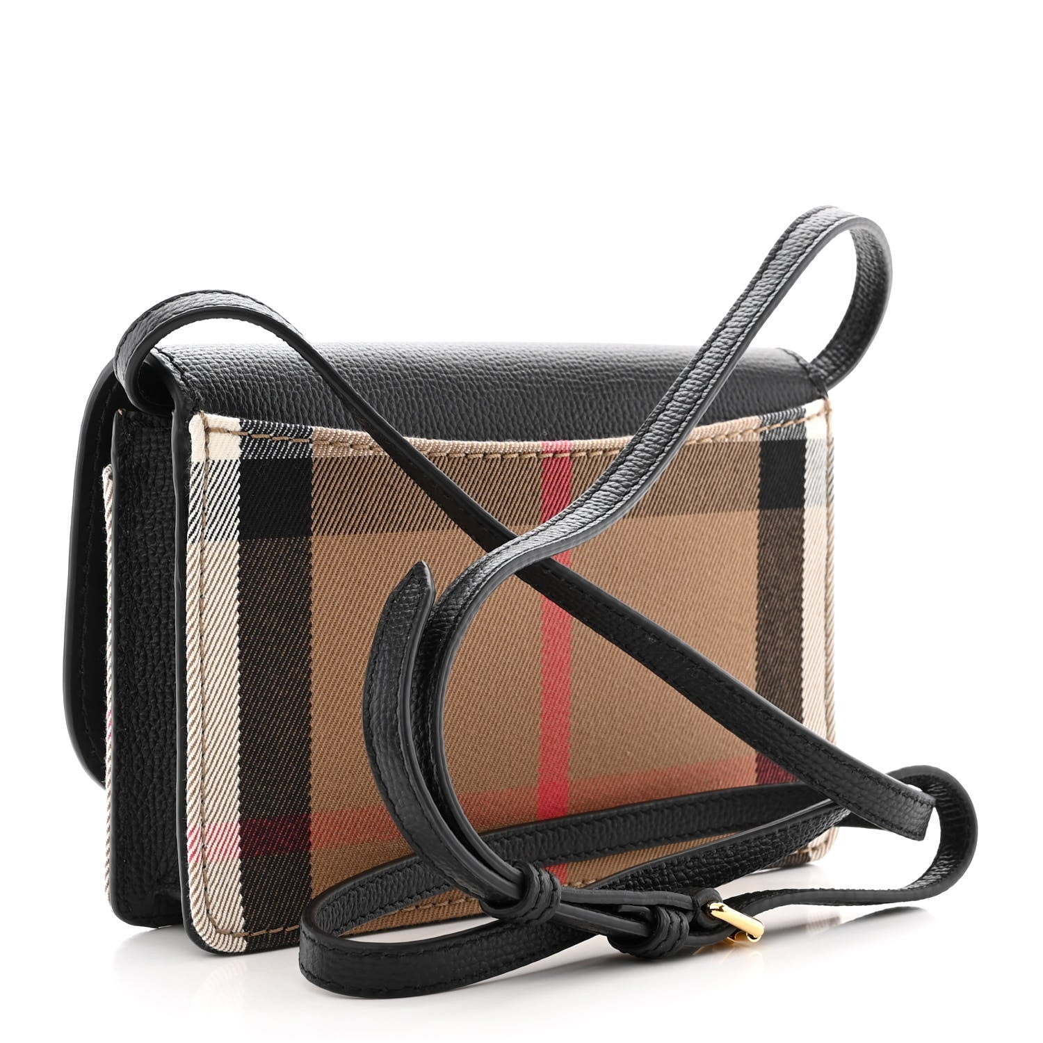 Burberry Derby Calfskin House Check Wallet On Chain Black 3 of 9