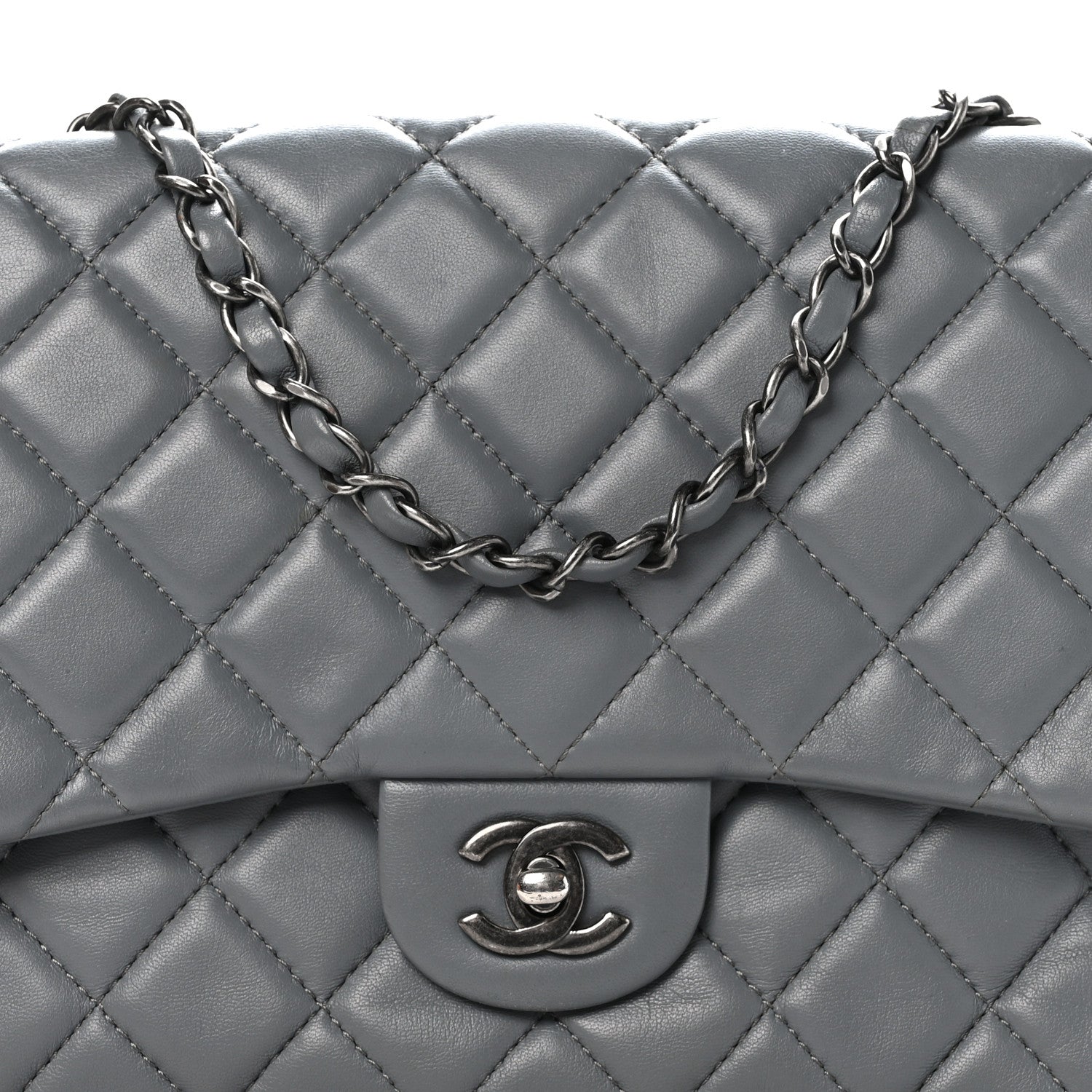 Chanel Lambskin Large Around Pockets Flap Dark Grey 8 of 10