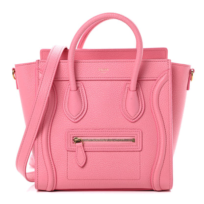 Celine Drummed Calfskin Nano Luggage Flamingo 1 of 16