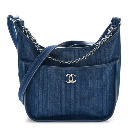 Chanel Denim Quilted Jungle Stroll Hobo Bag Blue 2 of 19