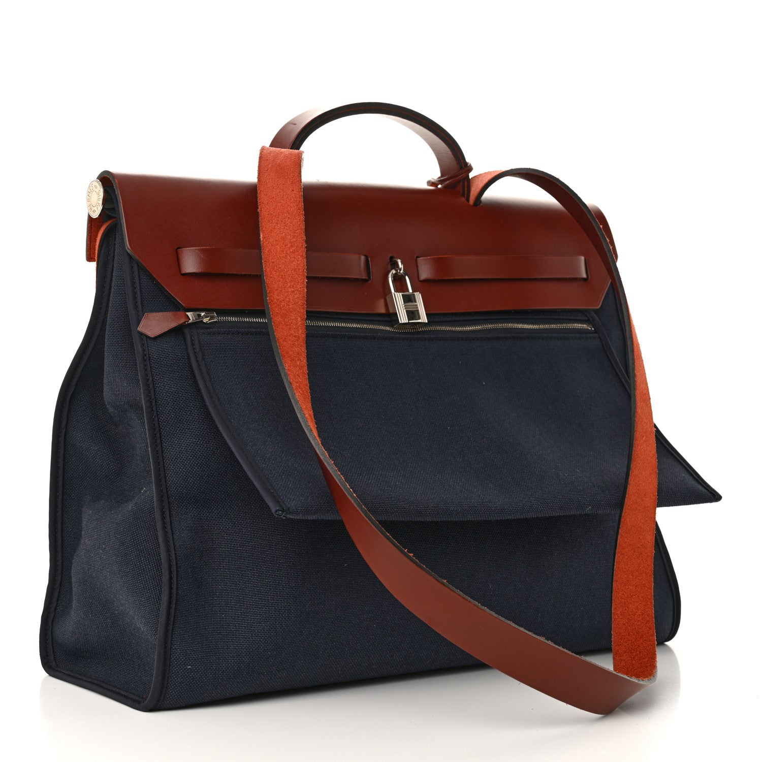 Hermes Toile Vache Hunter Herbag Zip 39 MM Bleu Marine Rouge H 4 of 12