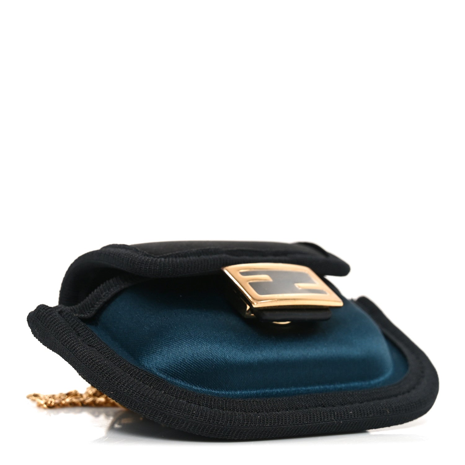 Fendi Silk Satin Pico Baguette Charm Blue Velvet Black 1804547
