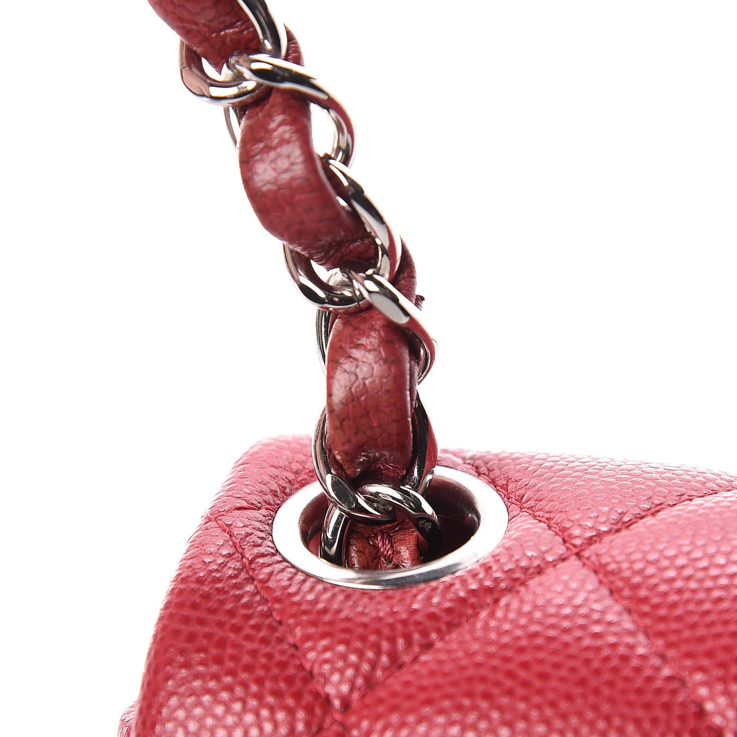 Caviar Quilted Mini Square Flap Dark Pink