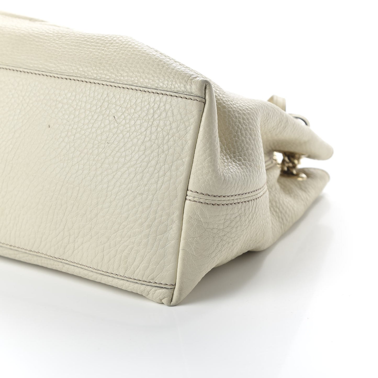 Pebbled Calfskin Medium Soho Chain Shoulder Bag Off White