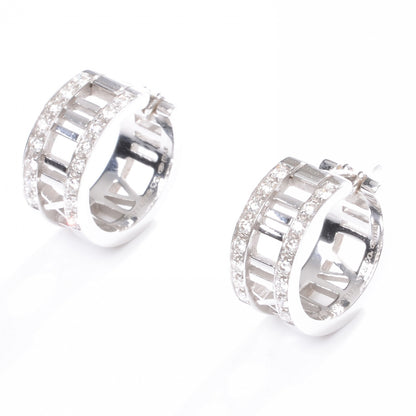 Tiffany 18K White Gold Diamond Atlas Open Hoop Earrings 1 of 5