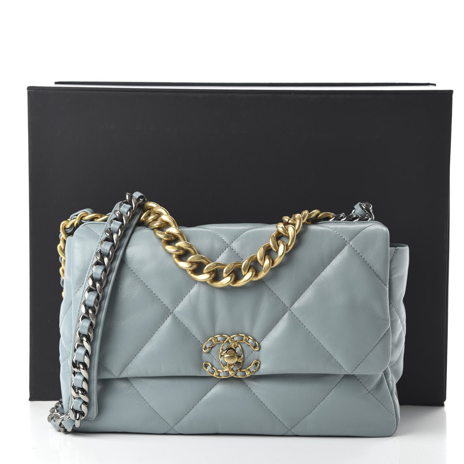 Chanel Goatskin Quilted Large 19 Flap Blue 11 of 11