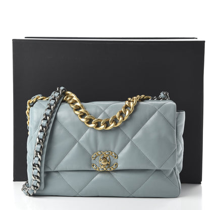 Chanel Goatskin Quilted Large 19 Flap Blue 11 of 11