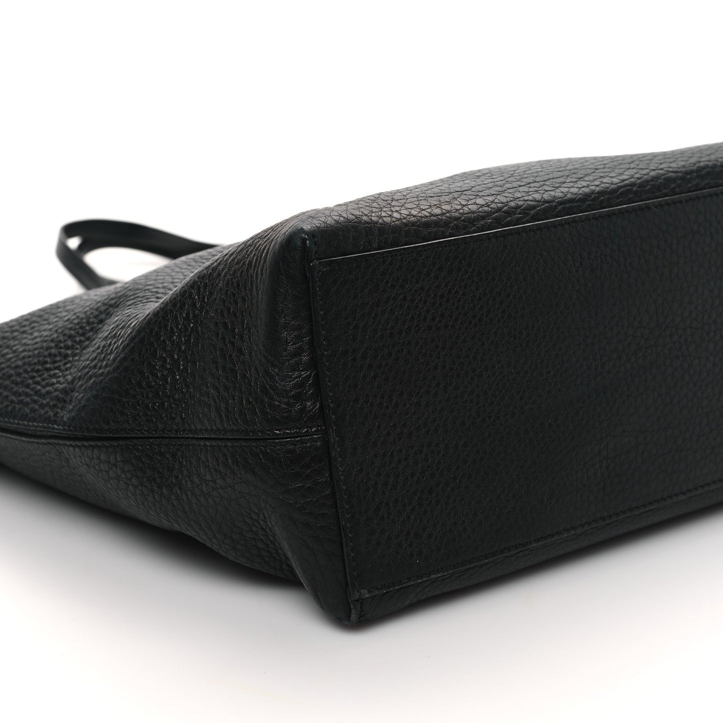 Grained Calfskin Rockstud Shoulder Tote Black