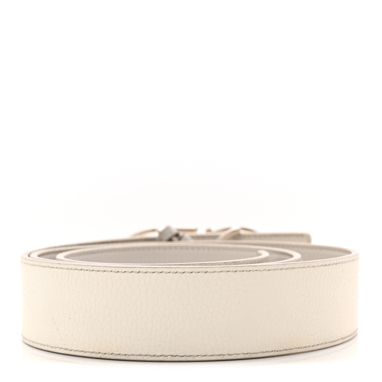 Christian Dior Grained Calfskin CD Icon Belt 95 38 White 1917444