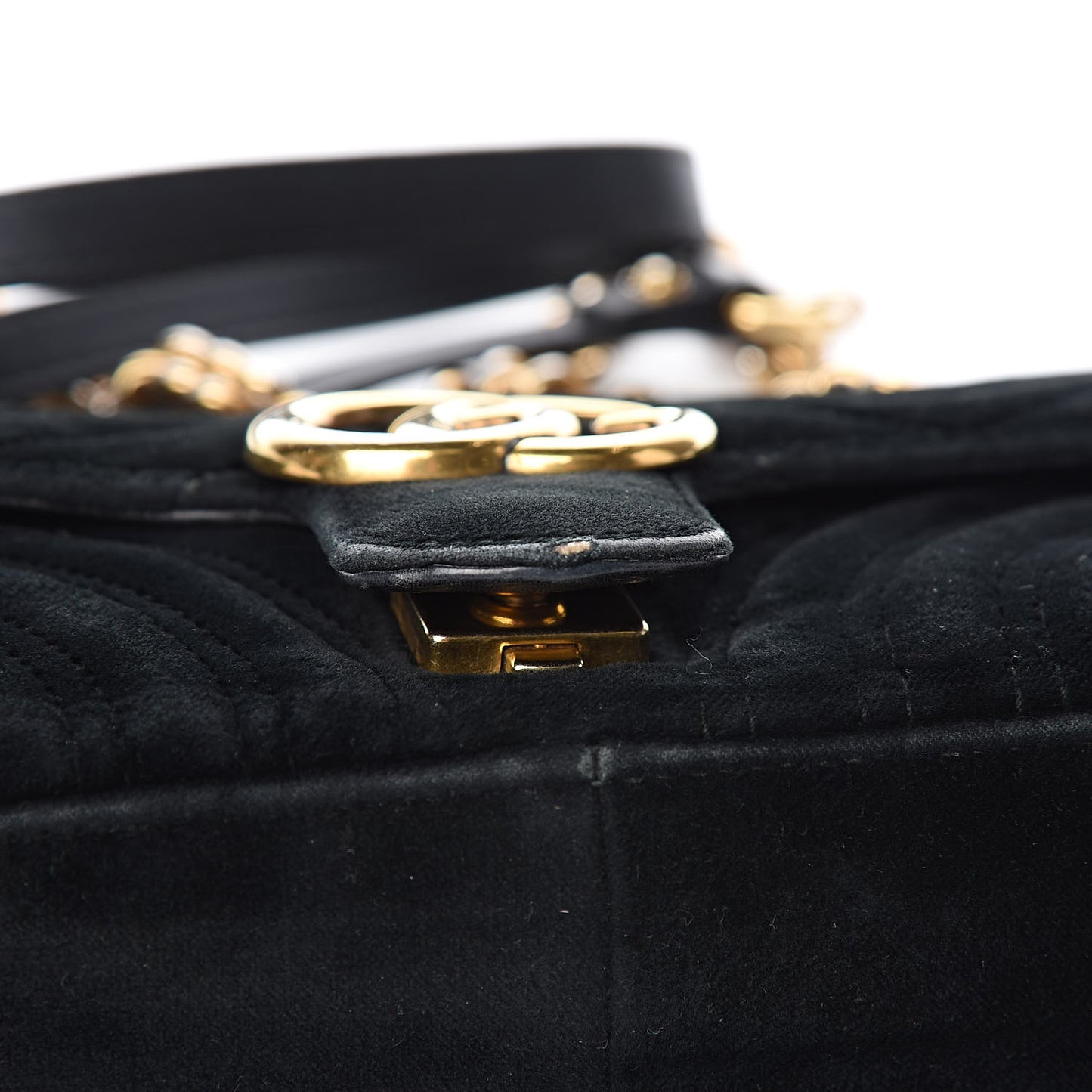 Velvet Matelasse Mini GG Marmont Shoulder Bag Black