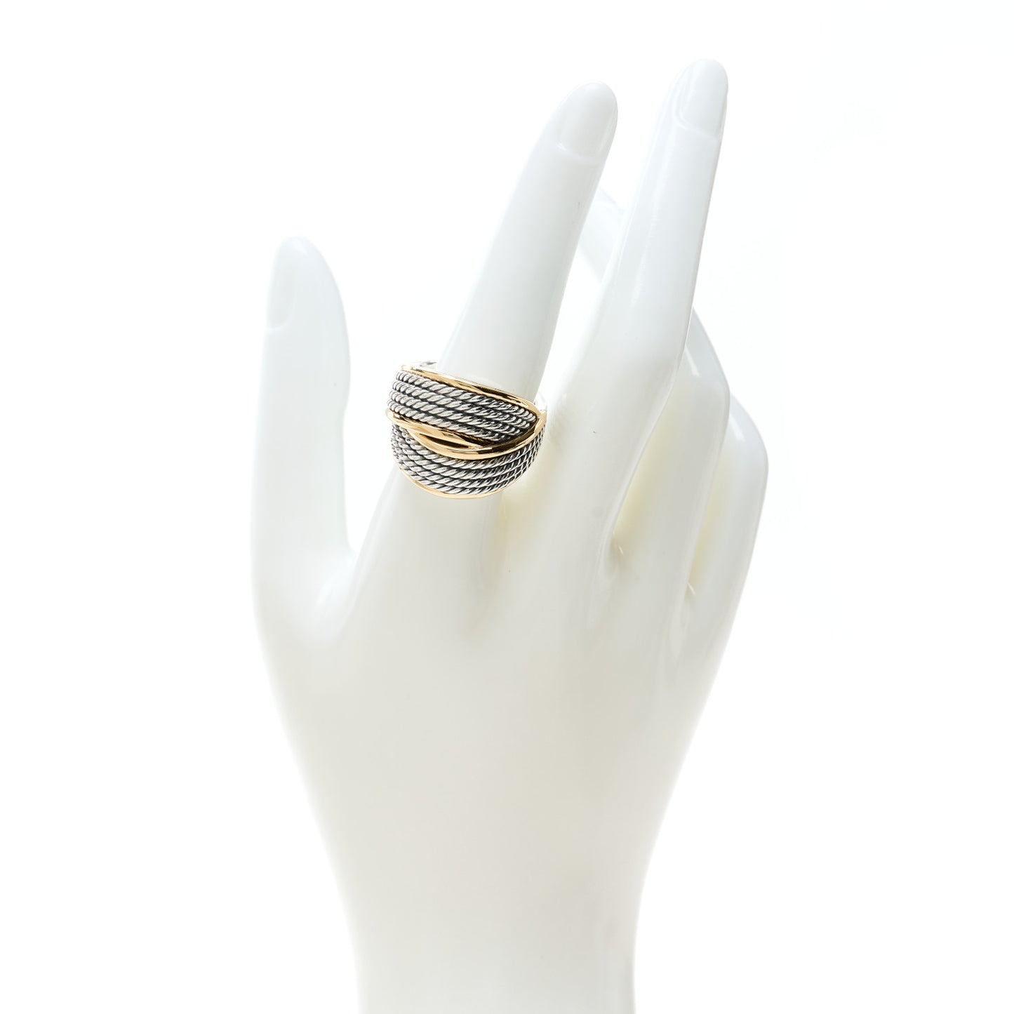 Sterling Silver 18K Yellow Gold Origami Crossover Ring 58 8.25